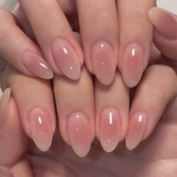 24pcs/Box Long Coffin False Nails Art Rose with Glue Wearable Nude Pink White Color Jelly Nails Tips Full Cover Press on Nails