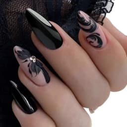24pcs/Box Long Coffin False Nails Art Rose with Glue Wearable Nude Pink White Color Jelly Nails Tips Full Cover Press on Nails