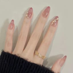 24pcs/Box Long Coffin False Nails Art Rose with Glue Wearable Nude Pink White Color Jelly Nails Tips Full Cover Press on Nails