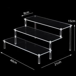 1-5 Tier Acrylic Display Stand Clear Display Riser Rack for Cupcake Perfume Doll Décor Organizer Amiibo Funko POP Figures DC05