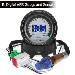 52mm Digital Air Fuel Ratio Gauge Car Gauge AFR Fit for 12V Car Voltmeter 2 in 1 Can Be Paired With Narrowband O2 Oxygen Sensor