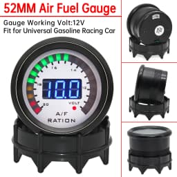 52mm Digital Air Fuel Ratio Gauge Car Gauge AFR Fit for 12V Car Voltmeter 2 in 1 Can Be Paired With Narrowband O2 Oxygen Sensor