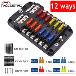 Car Boat Fuse Box Holder With 12 Way Blade Fuse Holder Block & Warning Indicator 12V~24V Power Distribution Panel Board