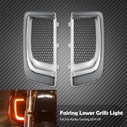 Motorcycle LED Turn Signal Light Fairing Lower Grills Black For Harley Touring Street Glide Road Glide Electra Glide FLHTK FLTRU