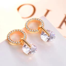 Huitan Korean Partysu Style Brilliant Cubic Zirconia Women Drop Earrings 4 Colors Simple Stylish Female Delicate Earring Jewelry