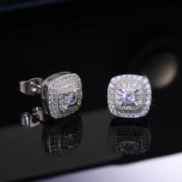 Huitan Brilliant Cubic Zirconia Stud Earrings for Princess Square Shape Versatile Style Fancy Gift Women Earring Classic Jewelry
