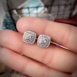 Huitan Brilliant Cubic Zirconia Stud Earrings for Princess Square Shape Versatile Style Fancy Gift Women Earring Classic Jewelry