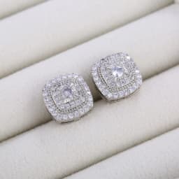 Huitan Brilliant Cubic Zirconia Stud Earrings for Princess Square Shape Versatile Style Fancy Gift Women Earring Classic Jewelry