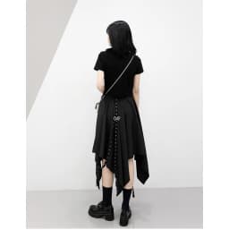 Irregular Skirt Girl's New Dark Tie Street Punk Wind Weave Buckle Medium-length Y2k Gothic Long Skirt