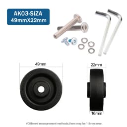 Luggage Suitcase Replacement Wheels OD 36-50mm Axles Deluxe Black With Screw Suitable For 18-26 Inch Suitcase Swivel Caster