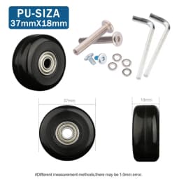 Luggage Suitcase Replacement Wheels OD 36-50mm Axles Deluxe Black With Screw Suitable For 18-26 Inch Suitcase Swivel Caster