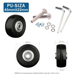 Luggage Suitcase Replacement Wheels OD 36-50mm Axles Deluxe Black With Screw Suitable For 18-26 Inch Suitcase Swivel Caster