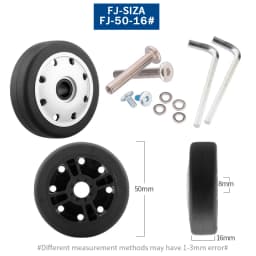 Luggage Suitcase Replacement Wheels OD 36-50mm Axles Deluxe Black With Screw Suitable For 18-26 Inch Suitcase Swivel Caster