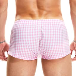 SEOBEAN Men's Underwear Cotton Plaid Boxer Briefs Men Home Lounge Sleep Boxer Shorts U convex Design Man Boxers Underpants