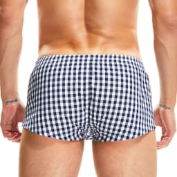 SEOBEAN Men's Underwear Cotton Plaid Boxer Briefs Men Home Lounge Sleep Boxer Shorts U convex Design Man Boxers Underpants