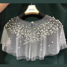 Pearls Tulle Wedding Wrap Short Prom Party Shawl BOLERO Bridal Cape Elegant Wedding Jacket Customized