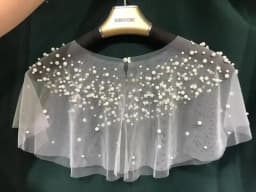 Pearls Tulle Wedding Wrap Short Prom Party Shawl BOLERO Bridal Cape Elegant Wedding Jacket Customized