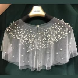 Pearls Tulle Wedding Wrap Short Prom Party Shawl BOLERO Bridal Cape Elegant Wedding Jacket Customized