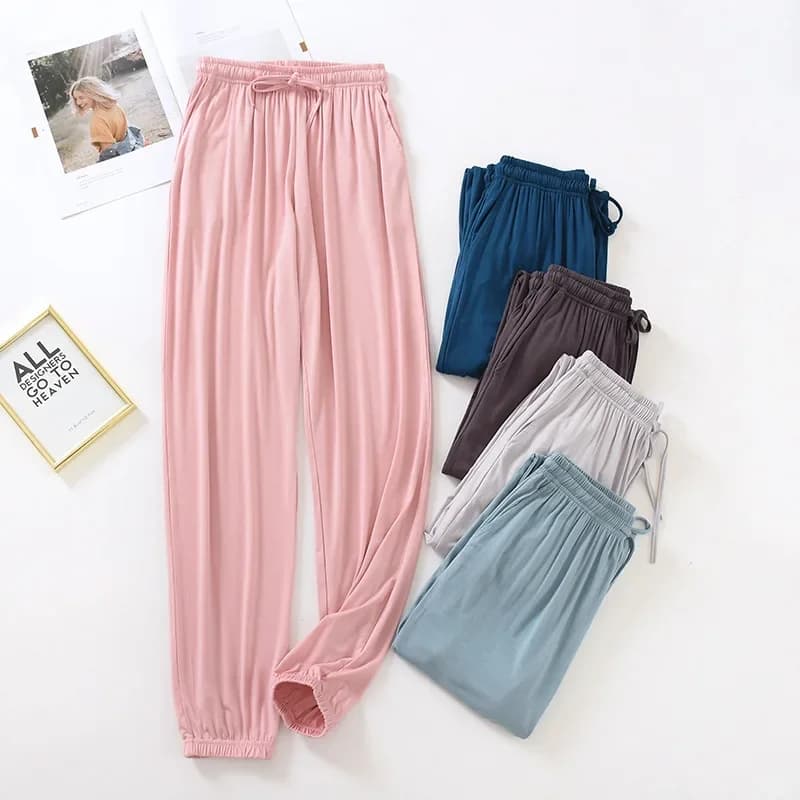 Japanese New Style Home Service Ladies Pants Spring And Summer Thin Modal Loose Large Size Solid Color Home Pants Women Bottoms