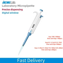 IKEME Single Channel Adjustable Volume Micropipette Laboratory Pipette Multiple Range Options 0.1μL-10mL with Pipette Tips