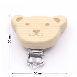5PCS Wooden Rabbit Star Pacifier Clip Baby Accessories Wooden Animal Pacifier Metal Holder Elephant Pacifier Wooden Baby Teeth