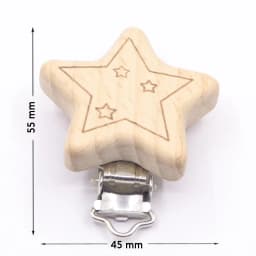 5PCS Wooden Rabbit Star Pacifier Clip Baby Accessories Wooden Animal Pacifier Metal Holder Elephant Pacifier Wooden Baby Teeth