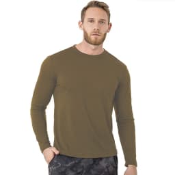 Men's 100% Merino Wool Thermal Long Sleeve T-Shirt Base Layer Breathable Wicking Anti-Odor Underwear for Outdoor Activities