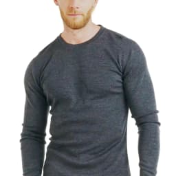 Men's 100% Merino Wool Thermal Long Sleeve T-Shirt Base Layer Breathable Wicking Anti-Odor Underwear for Outdoor Activities