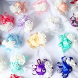 YO CHO Silk Roses White Wrist Corsage Wrist Flowers for Bridesmaids Flower Bracelet Pink Blue Bridal Sisters Wedding Accessories