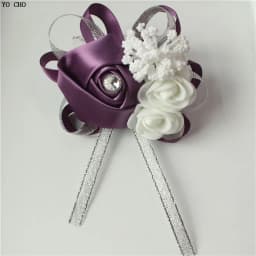 YO CHO Silk Roses White Wrist Corsage Wrist Flowers for Bridesmaids Flower Bracelet Pink Blue Bridal Sisters Wedding Accessories