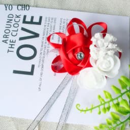 YO CHO Silk Roses White Wrist Corsage Wrist Flowers for Bridesmaids Flower Bracelet Pink Blue Bridal Sisters Wedding Accessories