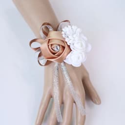 YO CHO Silk Roses White Wrist Corsage Wrist Flowers for Bridesmaids Flower Bracelet Pink Blue Bridal Sisters Wedding Accessories