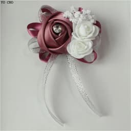YO CHO Silk Roses White Wrist Corsage Wrist Flowers for Bridesmaids Flower Bracelet Pink Blue Bridal Sisters Wedding Accessories