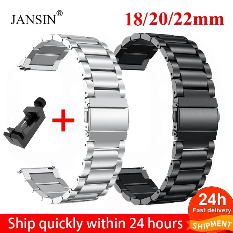 18mm 22mm 20mm Watch Band For Samsung Galaxy Watch 7/6/5/4/3 S3 Active2 Huawei Watch GT 7 Pro GT6 GT5 GT4 3 Stainless Steel Band