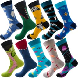 10 Pairs Lot Pack Men Women Couples Lover Socks New Arrival Rhombus Animal Christmas Cartoon Fruit Food Dot Cotton Happy Socks