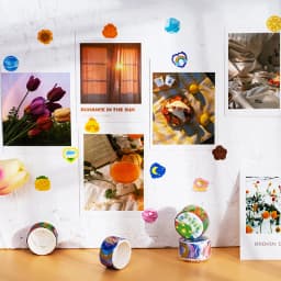 Yoofun 100pcs/roll Kawaii Cartoon Washi Tape Decorative Adhesive Dot Masking Tape Stickers Scrapbooking DIY Stationery Tape