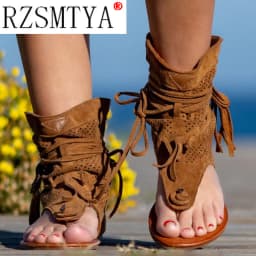 Women's Retro Sandals Gladiator Ladies Clip Toe Vintage Boots Casual Tassel Rome Fashion Summer Woman Shoes Female 2020 New