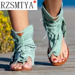 Women's Retro Sandals Gladiator Ladies Clip Toe Vintage Boots Casual Tassel Rome Fashion Summer Woman Shoes Female 2020 New