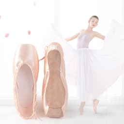 Professional Ballet Pointe Shoes With Genuine Leather Sole Women Satin Ballet Shoes With Ribbons For Professional Ballerina