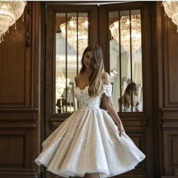 Off Shoulder Lace Short Wedding Dress Sparkly Glitter Tulle A Line Backless Bridal Gown Mini Vestido De Novia Robe Mariée Custom