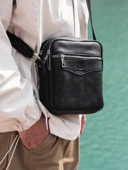 BULLCAPTAIN Casual Men's Messenger Shoulder Bag High Quality Smooth Hardware Zipper Pocket Leather Shoulder Bag For Men