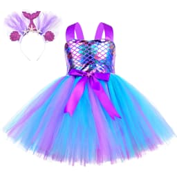 Little Mermaid Princess Dresses for Girls Kids Tutu Dress for Mermaid Birthday Party Costumes Halloween Clothes Set for Children
