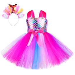 Little Mermaid Princess Dresses for Girls Kids Tutu Dress for Mermaid Birthday Party Costumes Halloween Clothes Set for Children