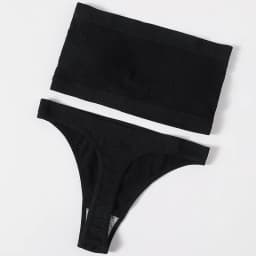 Women Strapless Bra And Panties Set Seamless Anti-Slip Tube Bra Sexy Underwear Brazilian Panties Ribbed Bandeau Lingerie Set