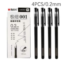 4 pcs/lot 0.2mm Fine Gel Pens White Black Finance Needle Pens for Writing Office School Supplies 0.2 Thin Line Pen Stationery