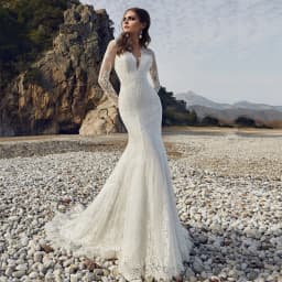 Lace Mermaid Wedding Dresses Vestido De Noiva Customized Long Sleeves V Neck Backless Sweep Train Woman Boho Bridal Gown