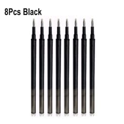 8Pcs/Set 0.7mm Erasable Gel Pen Refill Blue Black 8 Color Ink Rod Bullet Tip Office School Writing Stationery Washable Handle