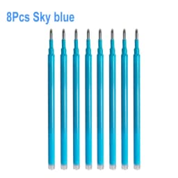 8Pcs/Set 0.7mm Erasable Gel Pen Refill Blue Black 8 Color Ink Rod Bullet Tip Office School Writing Stationery Washable Handle