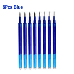 8Pcs/Set 0.7mm Erasable Gel Pen Refill Blue Black 8 Color Ink Rod Bullet Tip Office School Writing Stationery Washable Handle