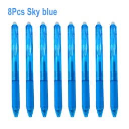 8Pcs/Set 0.7mm Erasable Gel Pen Refill Blue Black 8 Color Ink Rod Bullet Tip Office School Writing Stationery Washable Handle